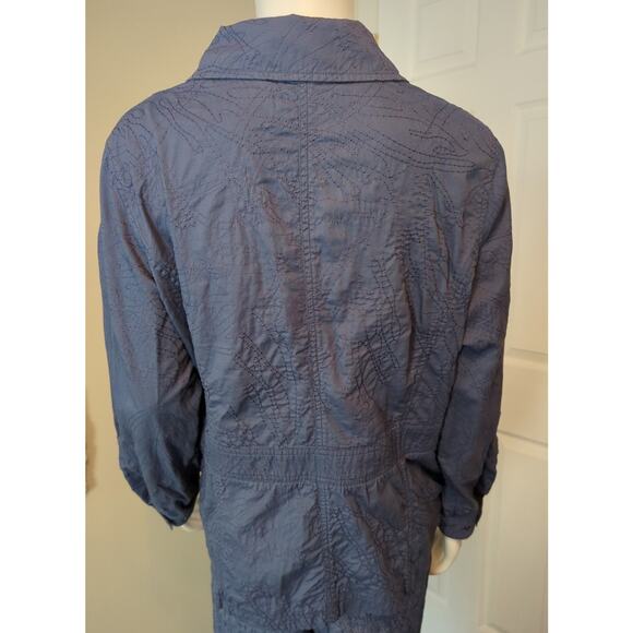 Coldwater Creek Shaped Denim Blue Full Zip Jacket stitched detail women size W18 - Picture 6 of 10